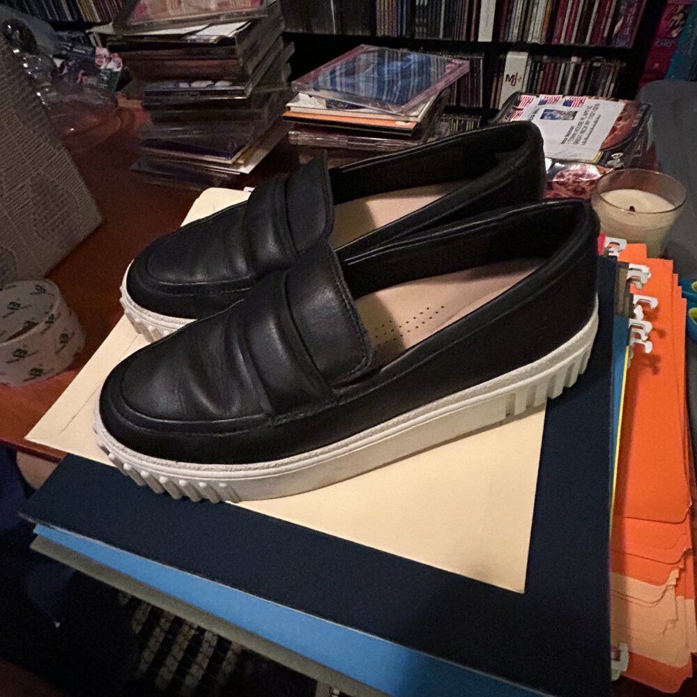 Clarks Mayhill Cove Loafer Platform Loafers Dusty Rose OR Black Leather Size 9.5 - Picture 8 of 12